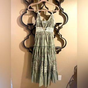 Katherine Cole sundress. Artichoke green colored. Small, With lace accents